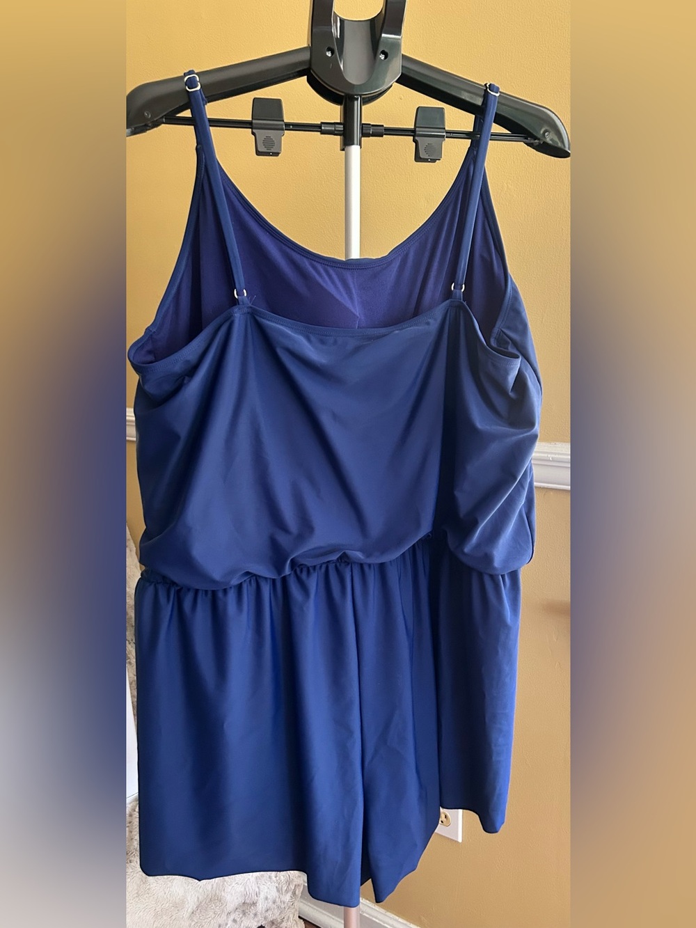 Time and Tru Swimsuit Bathing Suit Navy Blue Spaghetti Strap One Piece Romper 3X - Picture 10 of 11